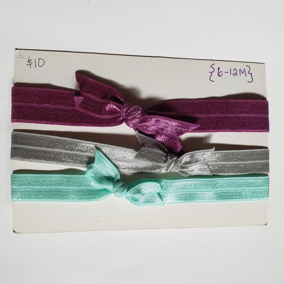 3/$20 Set of 3 baby girls bow headband, Size 6 to 12 months mint grey - Picture 4 of 6